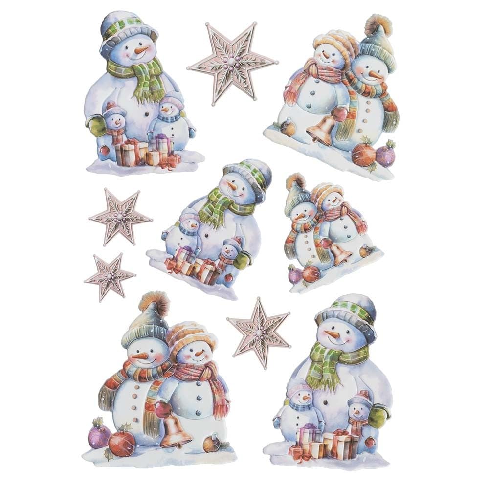 Ideen mit Herz Hoja de pegatinas en relieve 3D | Pegatinas | con efecto 3-D | DIN A4 hoja con diferentes motivos (familia muñeco de nieve 01)