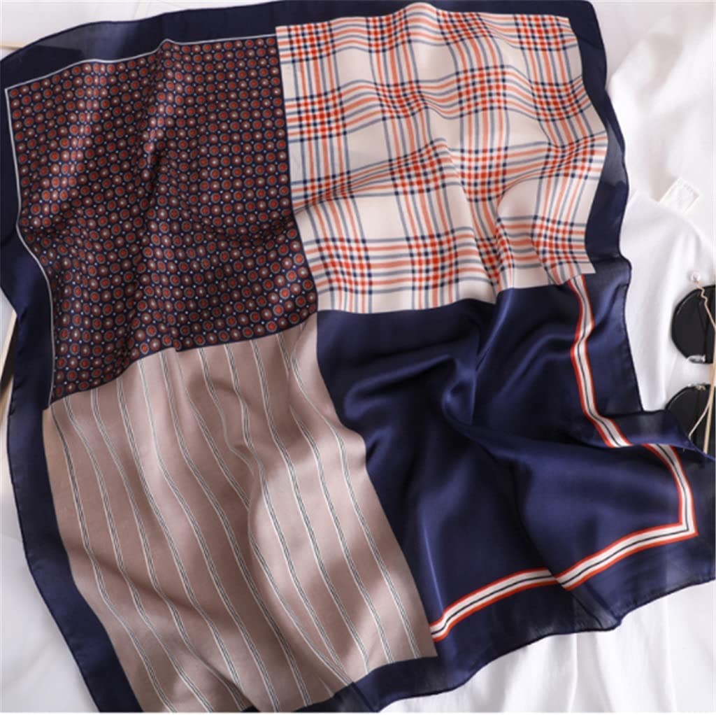 Bufanda de Mujer Bufanda Cuadrada Estampado de Corbata de Pelo Pañuelo de Seda Satinada Pañuelo de Cabeza para Mujer Pañuelo de Seda de Tira Larga pequeña (A 70 * 70 CM)