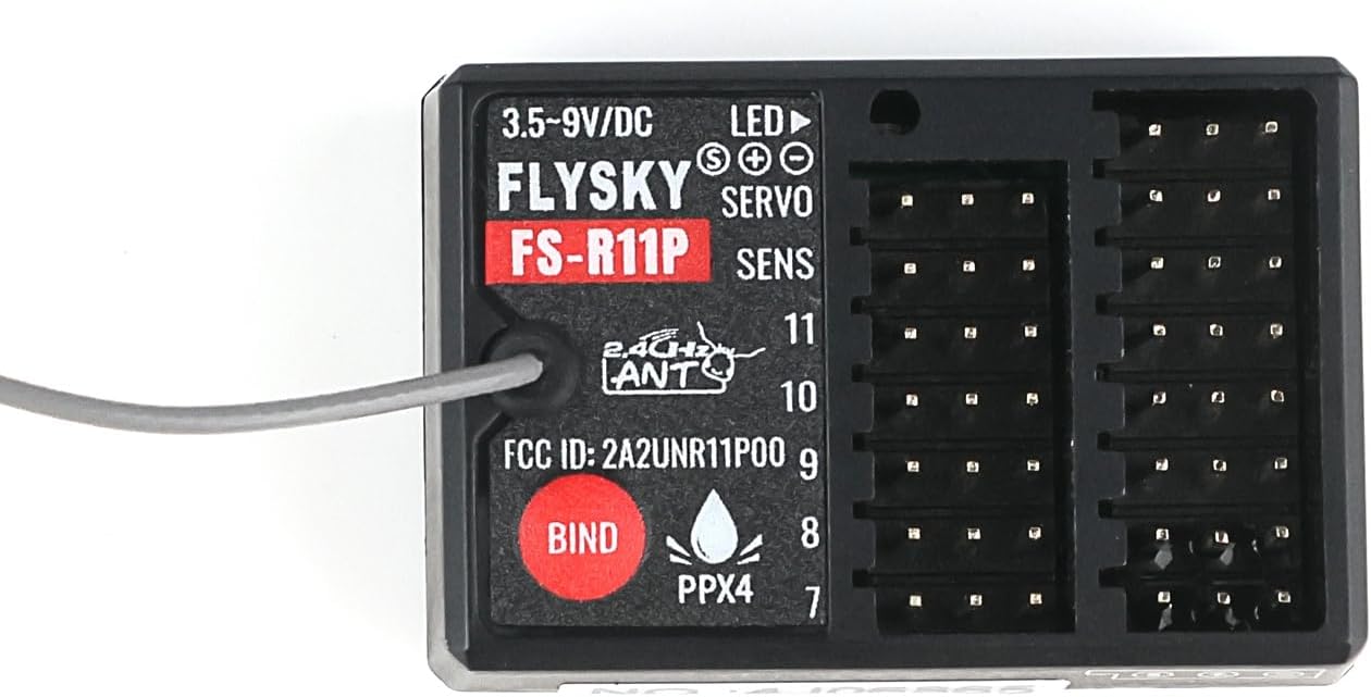GoolRC Flysky FS-R11P Receiver, 2.4GHz 11CH Receiver ANT Protocol Single Antennas Compatible with Flysky FS-G7P FS-G7P+ FS-G11P FS-ST8 FS-ST16 Radio Transmitter for RC Car Boat