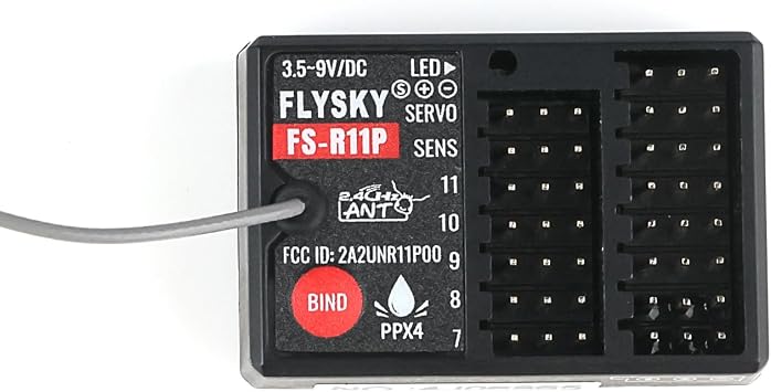 GoolRC Flysky FS-R11P Receiver, 2.4GHz 11CH Receiver ANT Protocol Single Antennas Compatible with Flysky FS-G7P FS-G7P+ FS-G11P FS-ST8 FS-ST16 Radio Transmitter for RC Car Boat