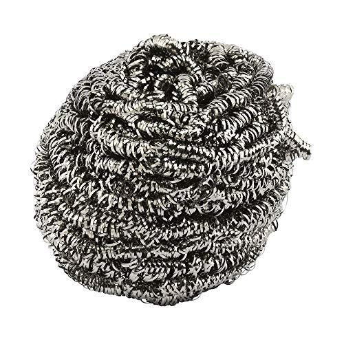 Scrubbing Pad, Stainless Steel Construction, Reusable, Heavy-Duty, Pack of 12