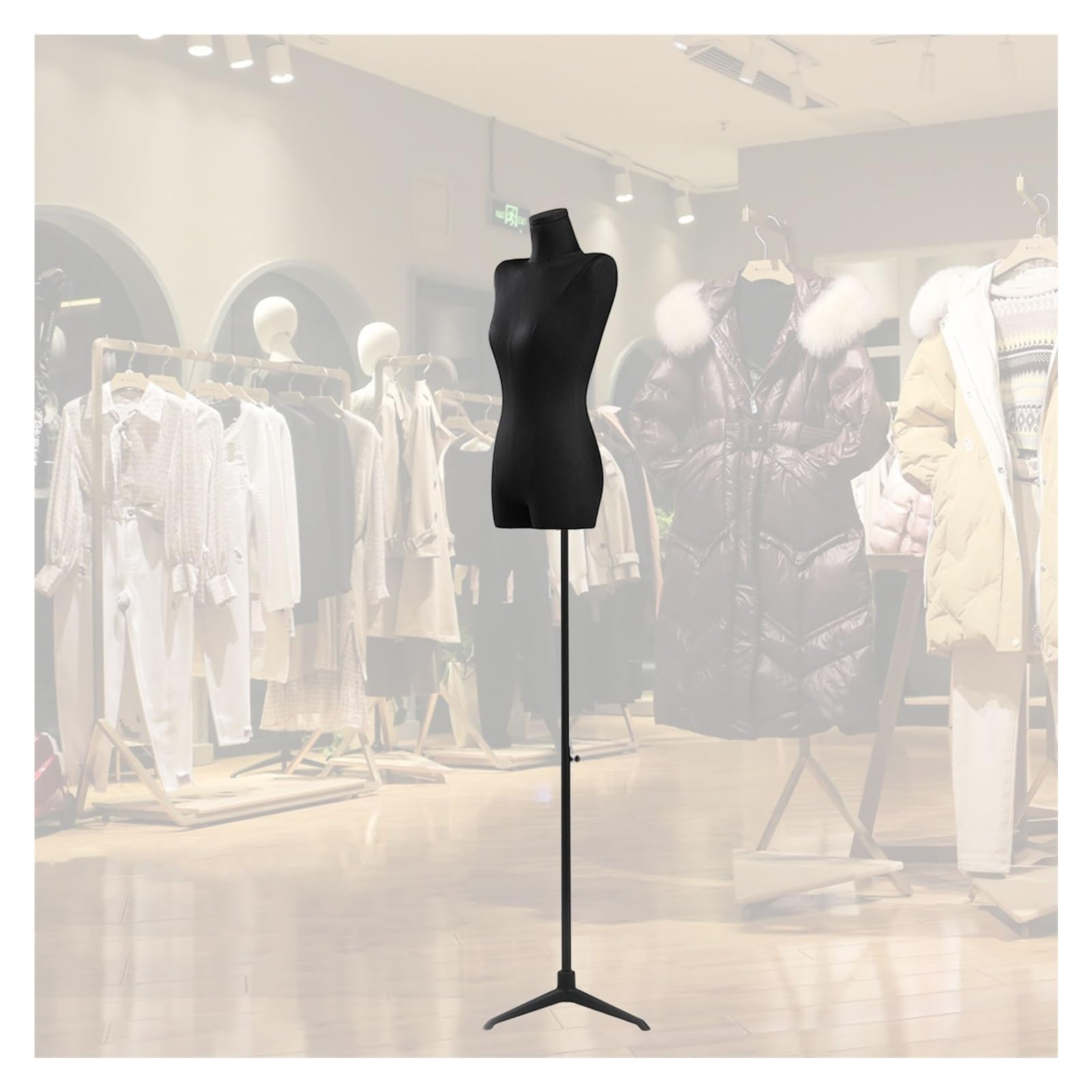Mannequin couture noir réglable pour sublimer vos créations de mode et l'exposition de vitrines