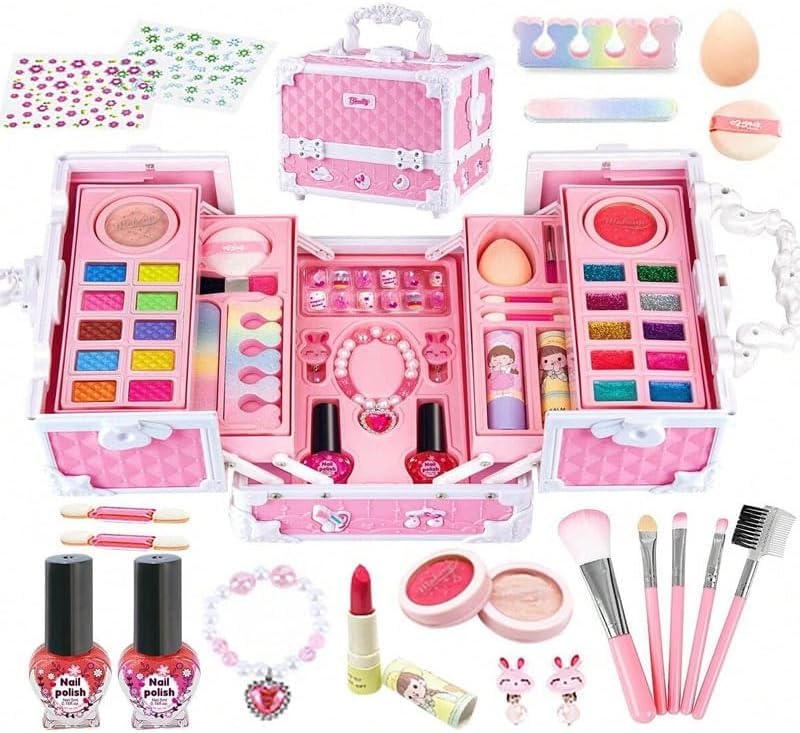 Kit de Maquiagem Infantil Lavável com Maleta - Presente para Crianças