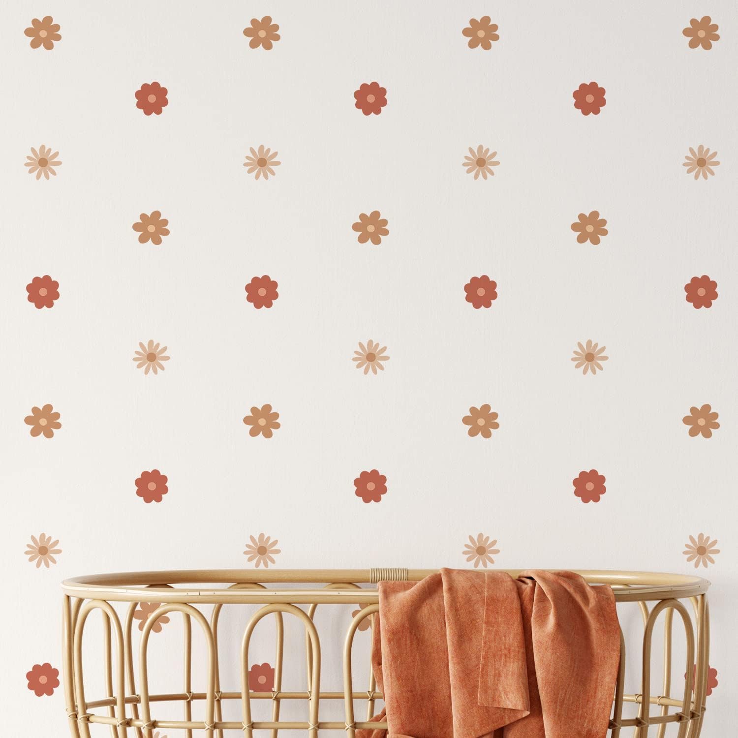 Neukids Boho Red Daisies Children's Wall Stickers Girls Wall Decals Nursery Stickers for Kids Bedrooms Livingroom Kindergarten Window Wall Decor