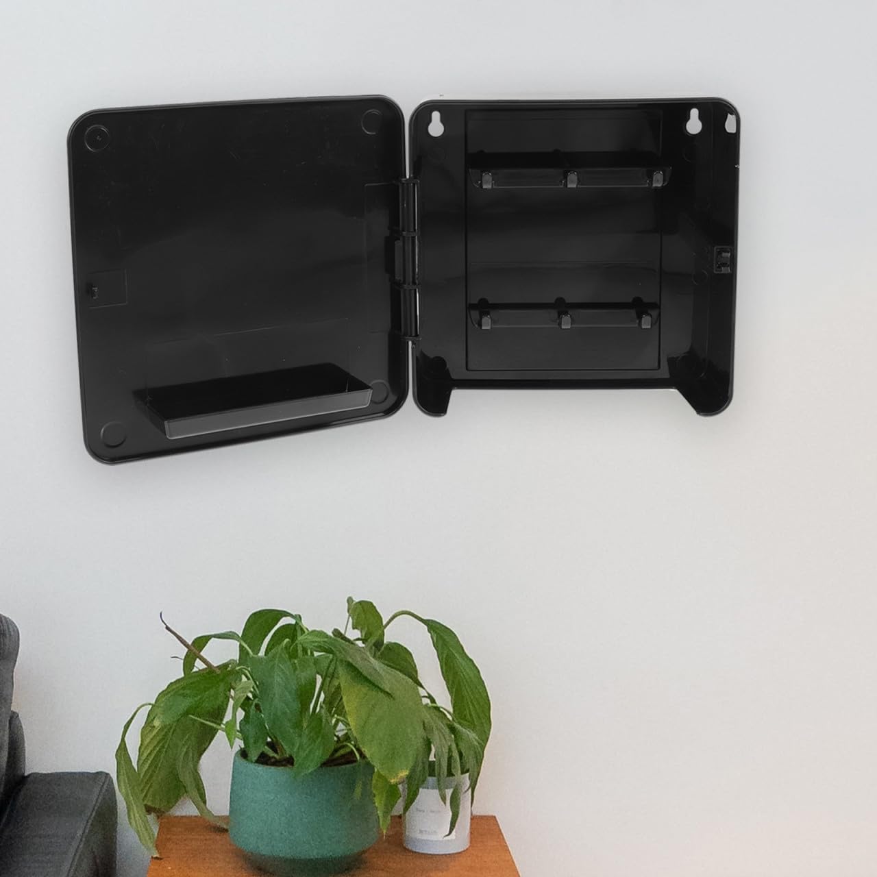 SHINEOFI Portachiavi da Parete Moderno in Plastico Nero Calamite Forti, Organizer Magnetico Multifunzionale per Chiavi e Lettere, per Ingresso Casa