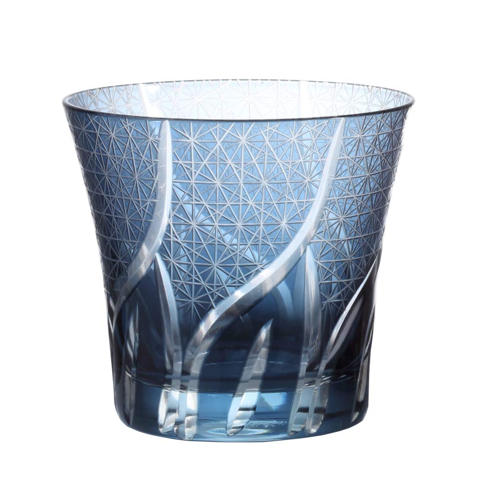 Kiriko Glass Tumbler Rock Glass Beer Glass Sake Cup Whiskey... (Ink Blue) : Home & Kitchen