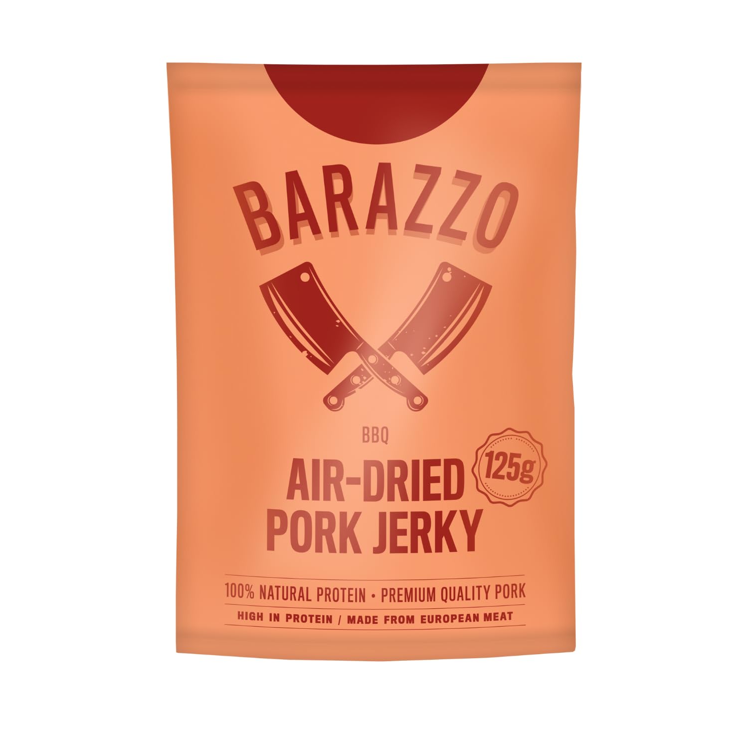 Barazzo Pork Jerky Barbecue | 1 kg (8 sacchetti da 125 g) | 100% carne essiccata regionale premium | Beef Jerky/Biltong