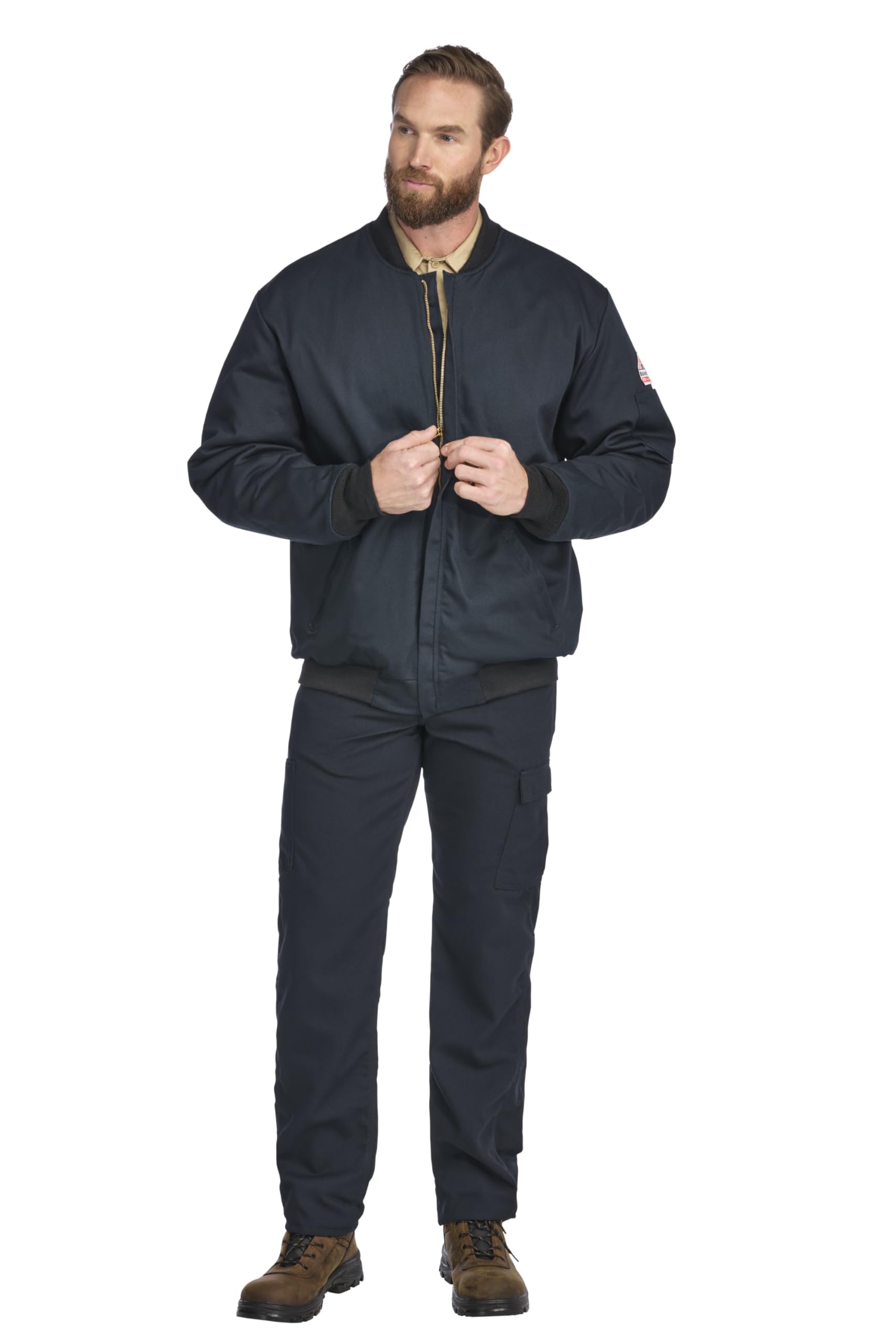 mens Flame Resistant 9 Oz Twill Cotton Excel Fr Team Jacket, Navy