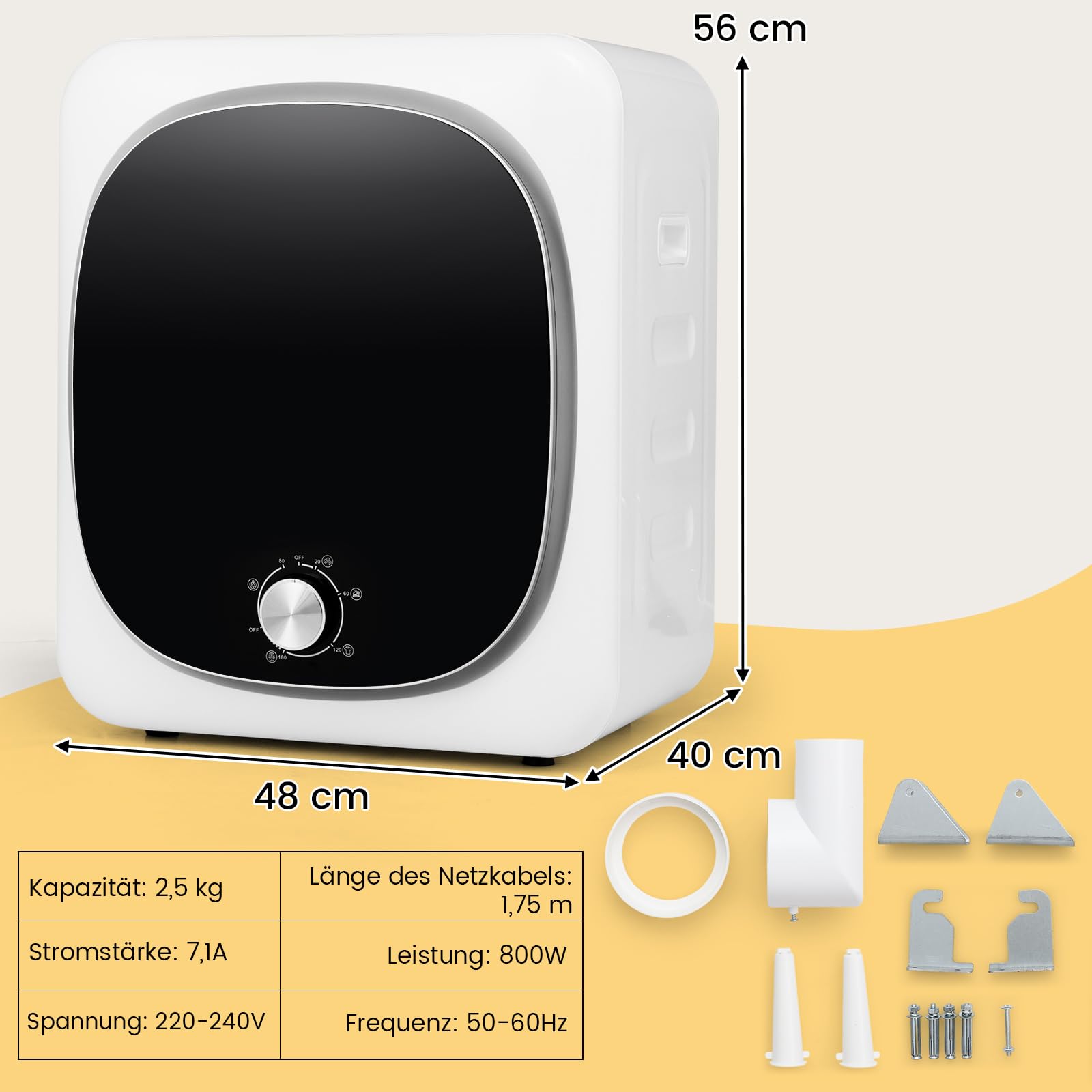 GOPLUS Sèche-Linge Mini Sèche-Linge 800W 5kg 5 Modes de Séchage, Protection Contre La Surchauffe et Filtration Multiple, Jusqu'à 65°C Autoportant ou Mural, Séchoir à Linge Égouttoir pour vêtements