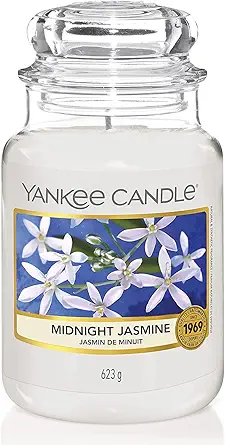 Yankee Candle Midnight Jasmine Scented, Classic 22oz Large Jar Single Wick Candle, Over 110 Hours of Burn Time