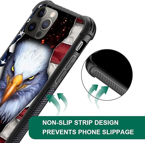 Miniatura 4 de DJSOK Funda compatible con iPhone 14 Pro Max, funda protectora clásica de la bandera del águila americana para iPhone 14 Pro Max para hombres y