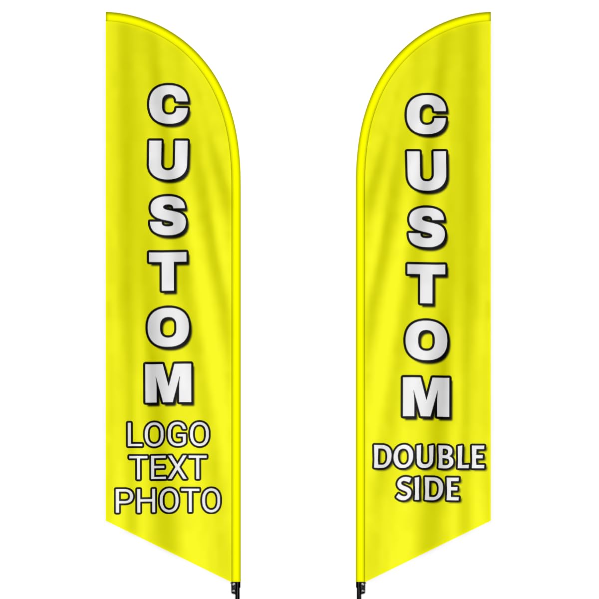 Generic Custom Feather Flags for Business Personalized Advertising Feather Flag Custom Logo Flags Customized Business Flag for Outside (1.6x6.6Ft)