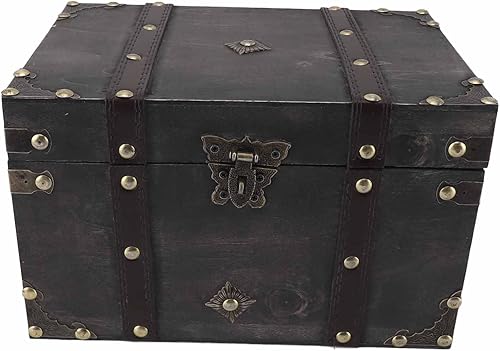 Cofre del tesoro vintage, caja decorativa con tapa, caja organizadora con tapa, organizador de almacenamiento de joyas, decoración antigua retro