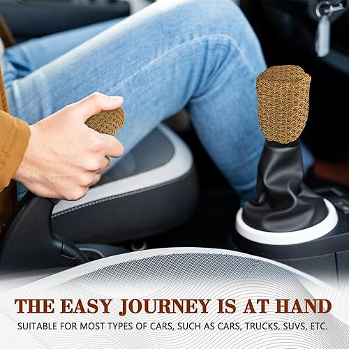 Miniatura 5 de Paquete de 2 fundas para pomo de palanca de cambios de automóvil y fundas para freno de mano, antideslizante, transpirable, cómodo, protector de