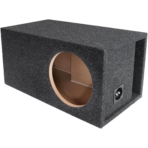 Atrend Bbox Single Vented 10 Inch Subwoofer Enclosure - SPL-Premium Subwoofer Box Improves Audio Quality, Sound & Bass - Nickel Finish Terminals (10LSV)