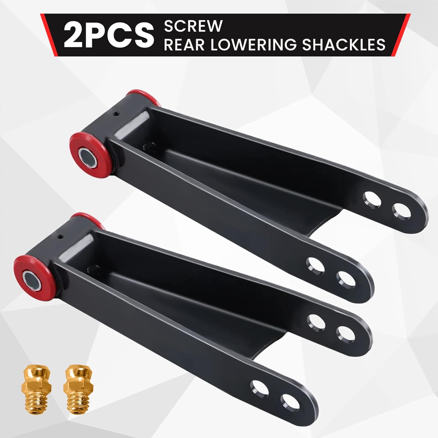 2-3 Inch Suspension Rear Drop Lowering Shackles Kit Compatible with 2001-2010 Chevy Silverado GMC Sierra 1500HD 2500HD 3500HD 2WD 4WD Replace 410730 (2PCS)