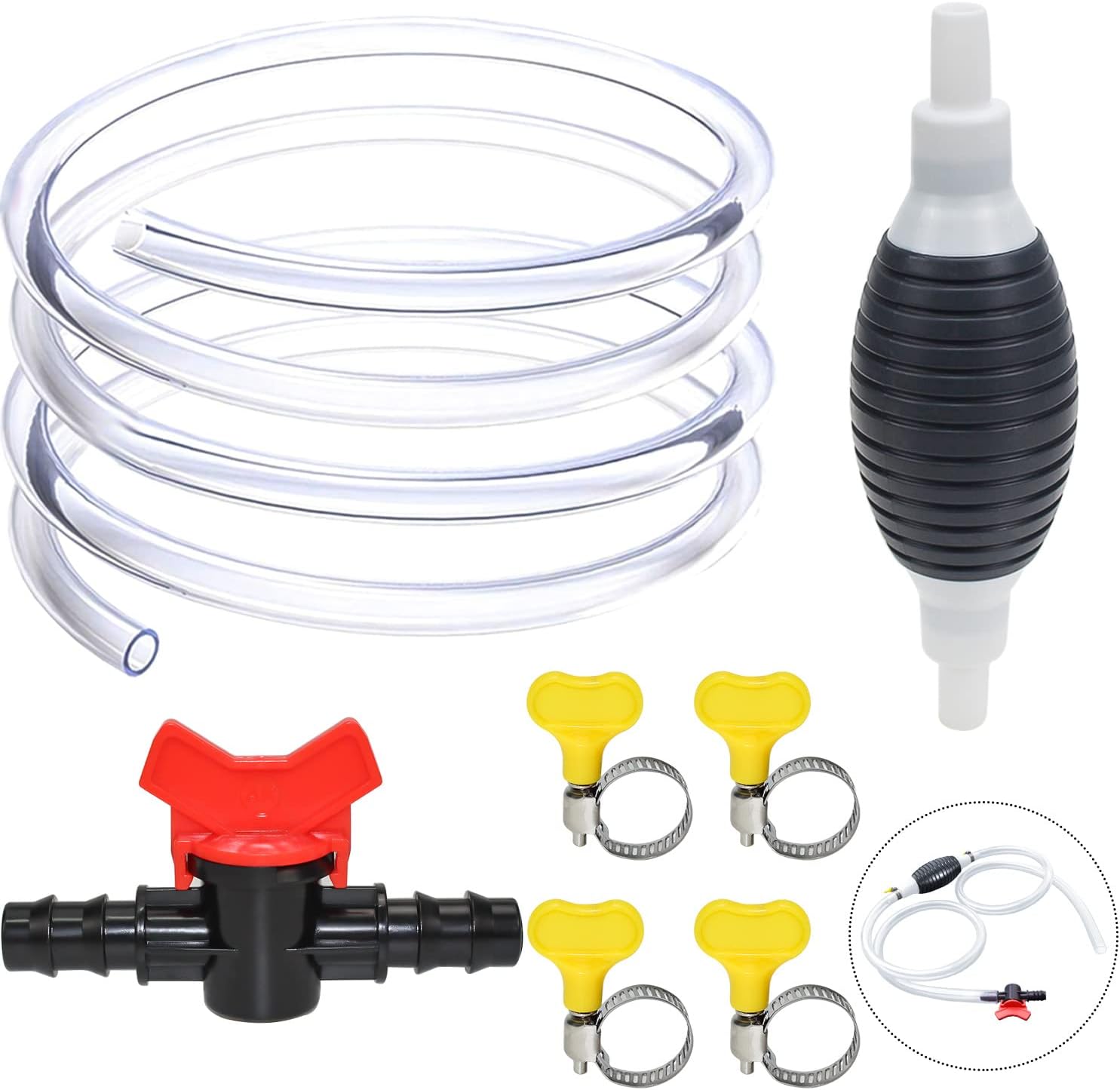 Handpumpe Wasser, Benzin Absaugpumpe, Umfüllpumpe Kraftstoffpumpe 3 In 1 Siphonpumpe Mit 3 - Foto 4