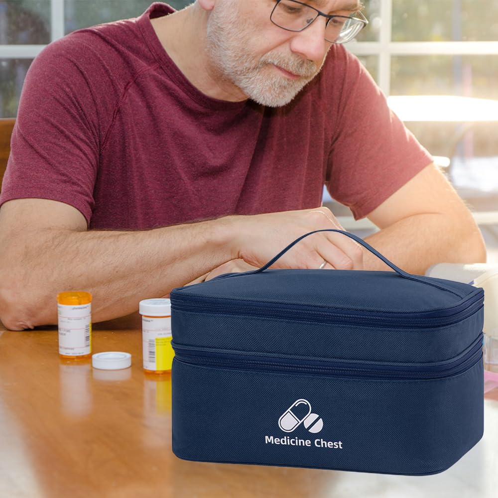 2 piezas Botiquin de Primeros Auxilios, Impermeable portátil, de gran capacidad, bolsa de almacenamiento de medicamentos para el hogar, la oficina, viajes, vehículos recreativos, de moda