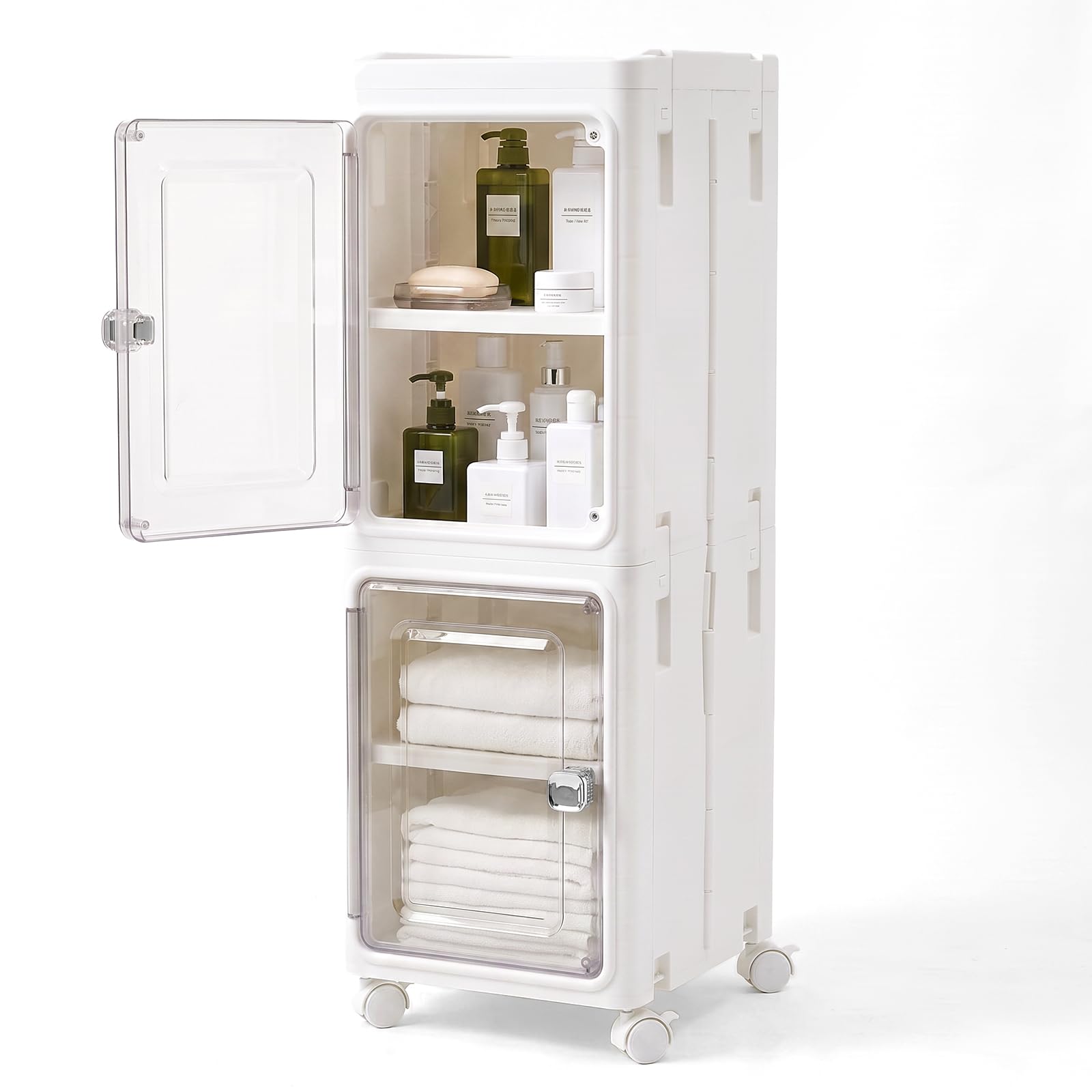 22cm Bathroom Storage Cabinet, Waterproof 2 Tier Slim Toilet Side Unit