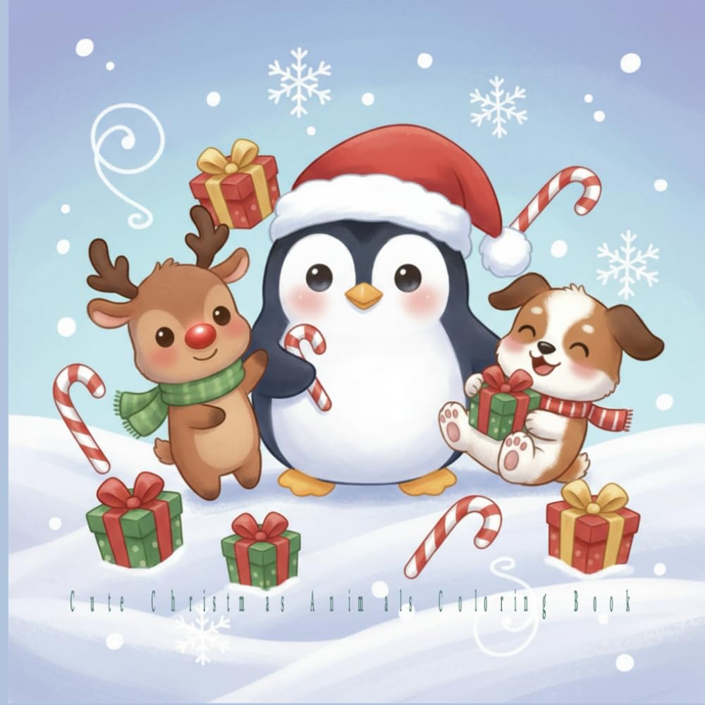 Cute Christmas Animals Coloring Book