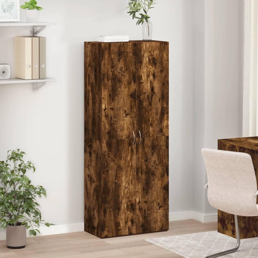 Brokky Schedario Rovere Fumo 60x32x153 cm in Truciolato-Cassettiera,Mobiletto da Ufficio con Serratura,Regolabile per Cartelle Sospese,Superficie Testurizzata,per Ufficio,Studio