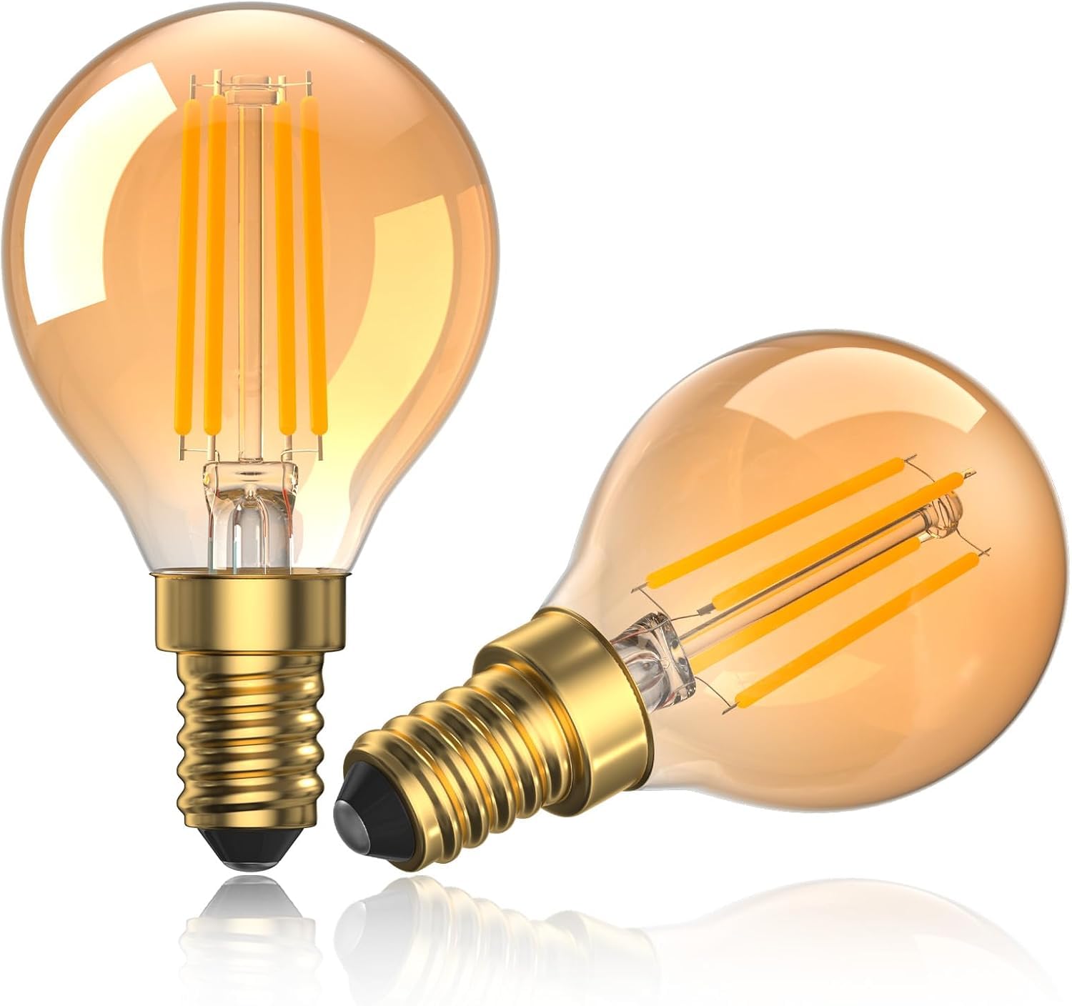 Aurahome Vintage E14 LED Light Bulbs Warm White 2200K,4W Retro Small Edison Screw Bulb,Replace 35W E14 Golf Ball Bulb Small Screw Light Bulb SES LED Filament Bulbs for Decorative Lighting-2Pack