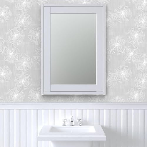 Miniatura 9 de Spoonflower Papel tapiz autoadhesivo de 9 x 2 pies  Dientes de león gris claro Diente de león blanco minimalista Mod Circle copo de nieve redondo de