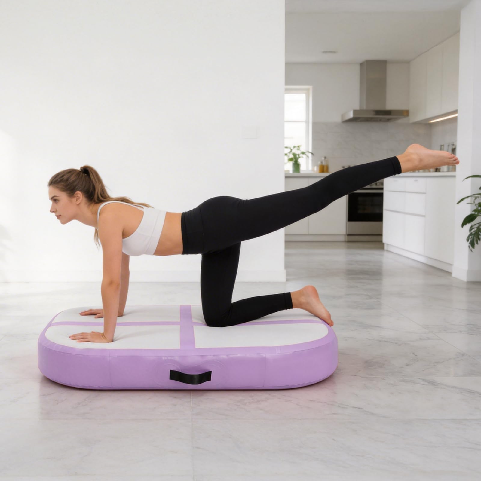 Aufblasbare Air Track Matte 100×60×20 cm – Gymnastikmatte Trainingsmatte aus PVC, 20 cm Dicke Turnmatte für Yoga, Turnen, Tanz & Fitness Training (Ohne Pumpe)