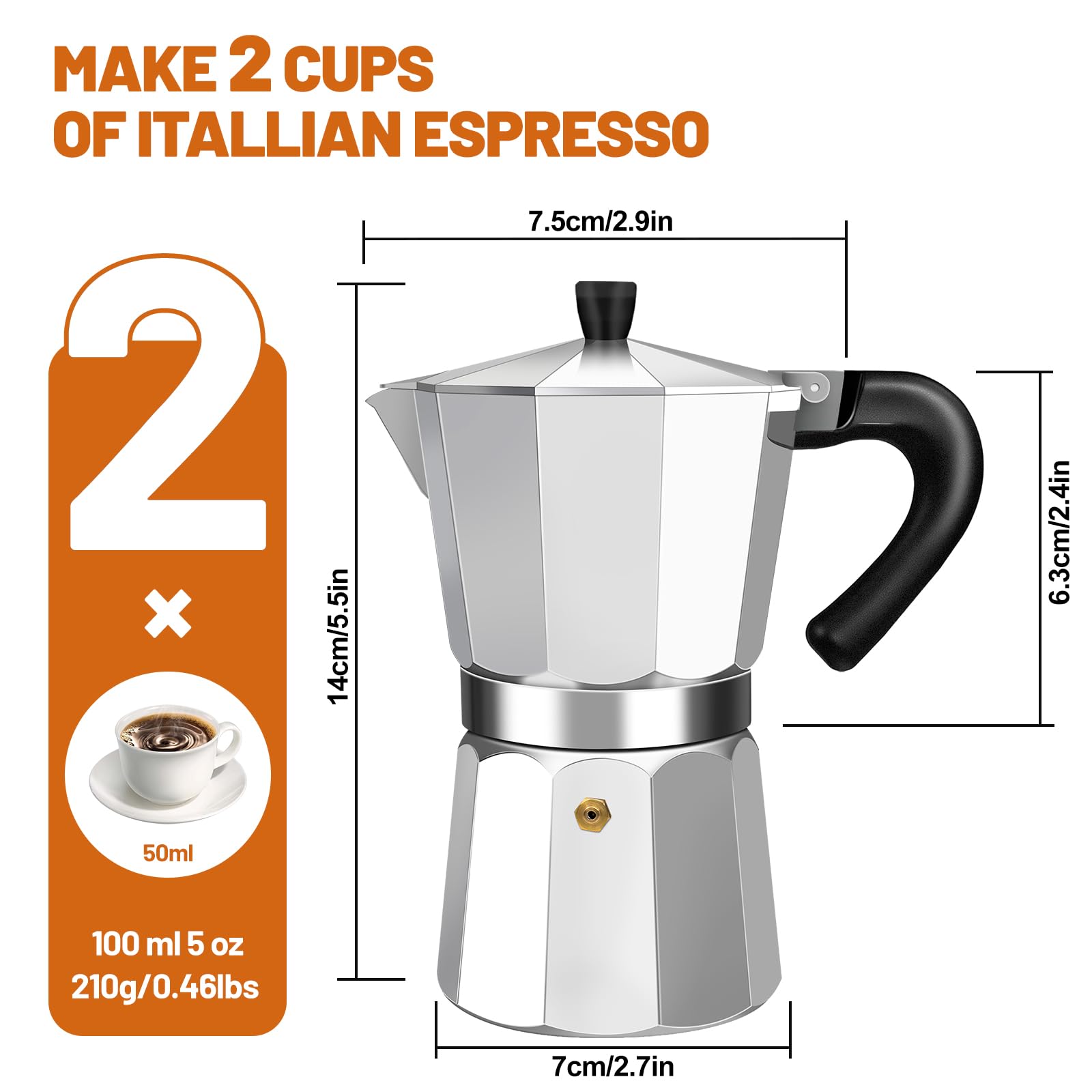 Amazon.com: DITOSH 2 Cup Aluminum Espresso Stovetop Moka Pot Express Coffee  Maker Percolator Italian Classic Mocha Coffee Machine for Italian and Cuban  Cafe Brewing for Home & Camping 100ml 3.3oz: Home &