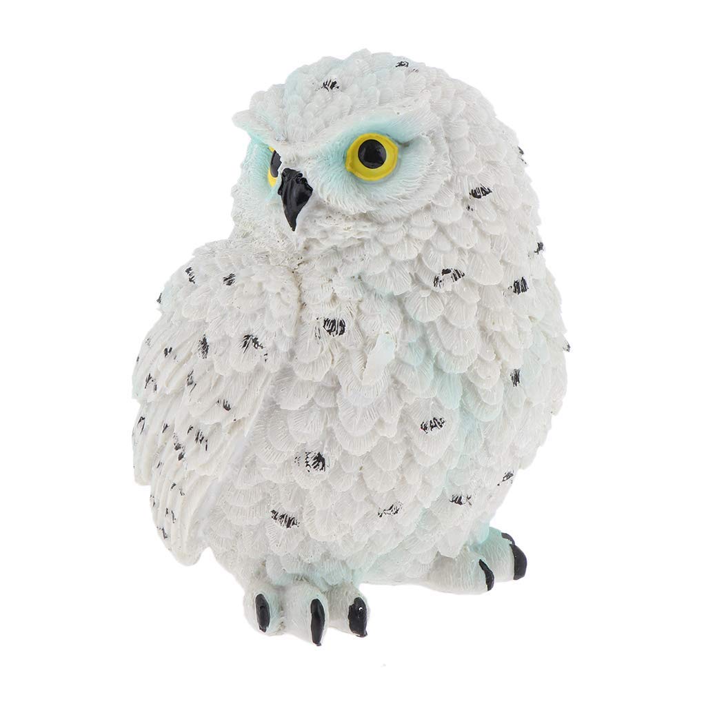 DFBTYGLovely Chubby Owl Statues, Home Outdoor Ornament Animal Figurine Home Decor - White Owl 10cm