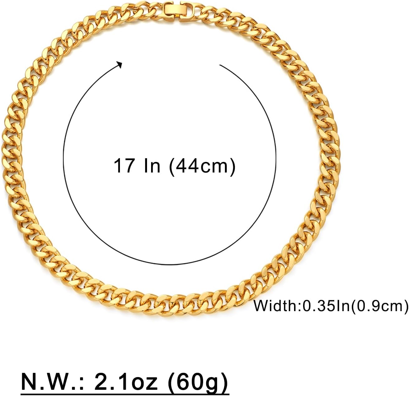 WOWORAMA Two Tone Gold Silver Cuban Link Chain Necklace Choker Unisex Chunky Chain Choker Necklace for Women Men, 18" - Image 6