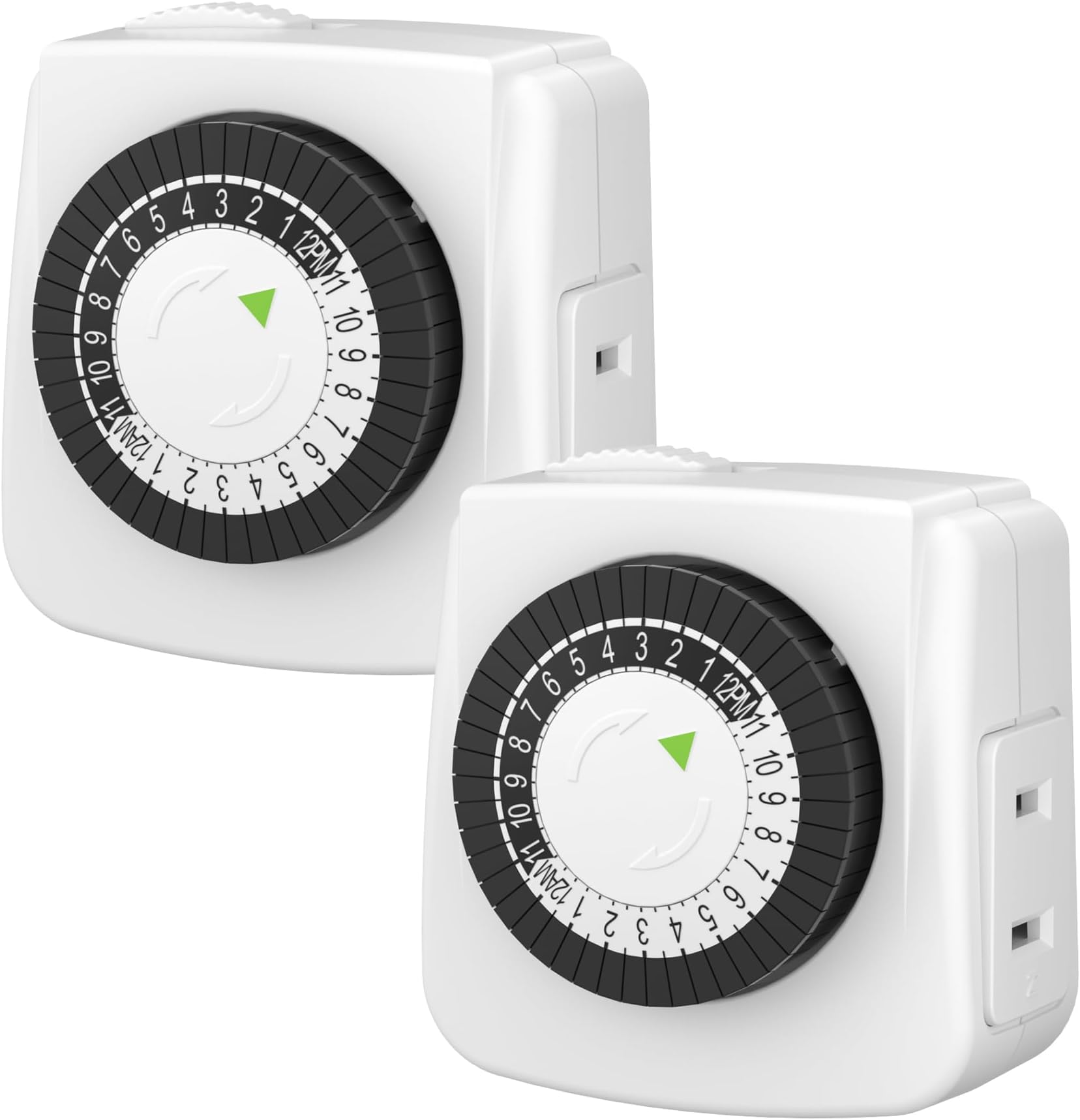BN-LINK Indoor 24-Hour Mechanical Timer Outlet, 2 Prong, 2-Pack