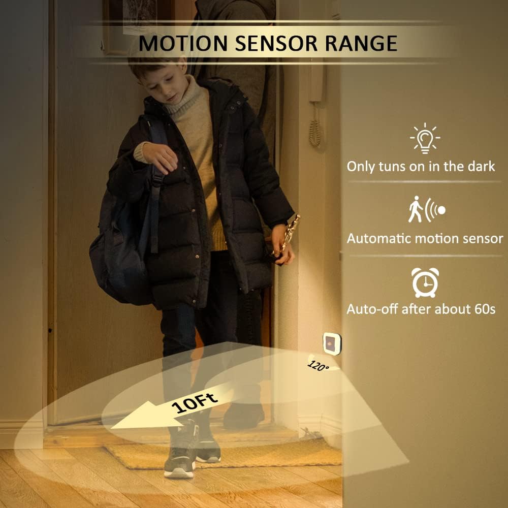 iAVO [Pack of 2] Plug in LED Motion Sensor Light, Motion Activated Night Light - Perfect for Stairway, Bathroom and Hallway (Warm White Glow)