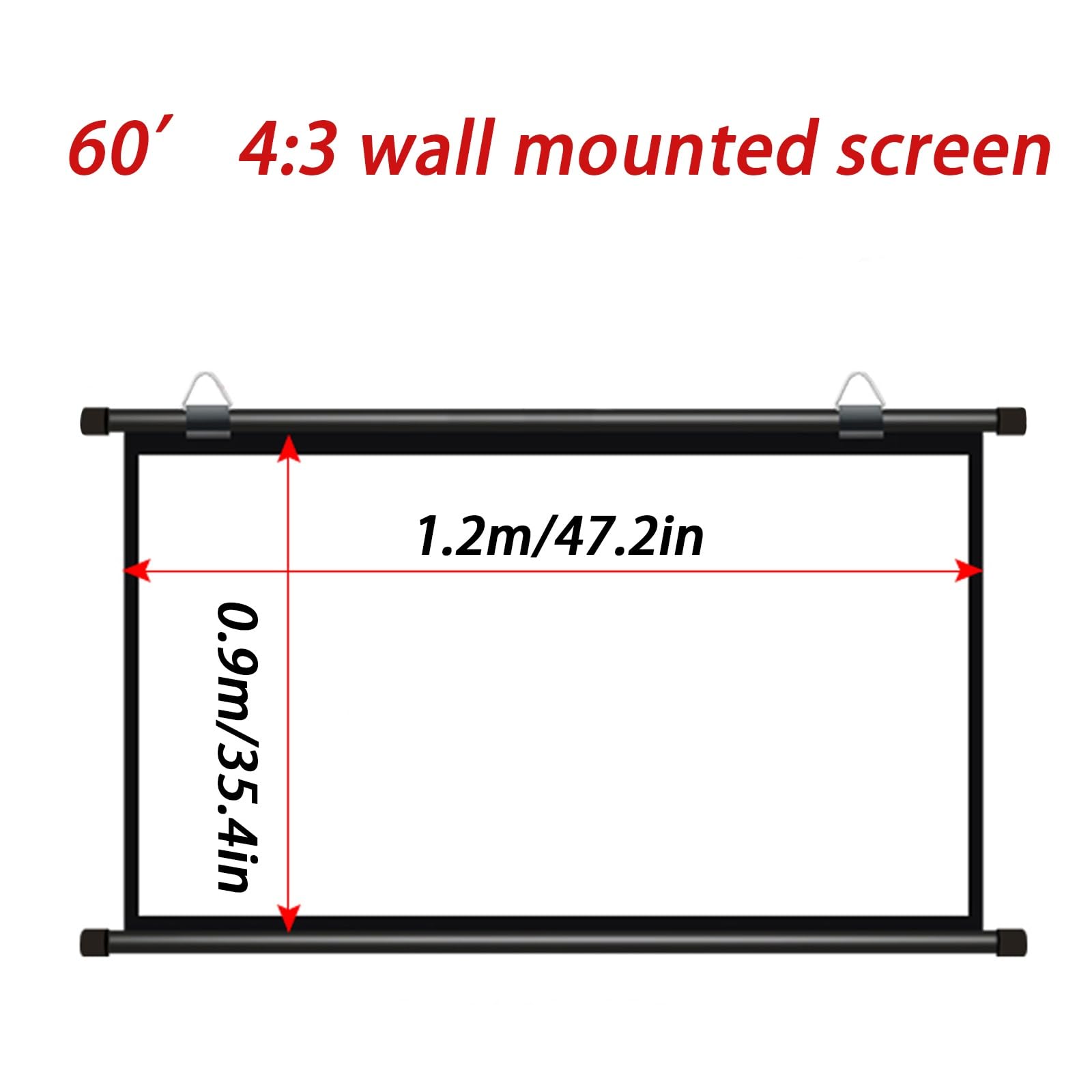 4:3, 16:9 Pieghe Home Theater Schermo di Proiezione Pieghevole，Schermo di Proiezione Avvolgibile Manuale,Home Theater Cinema Full HD, per Home Theater, Esterno E Interno, Film(4:3,60")