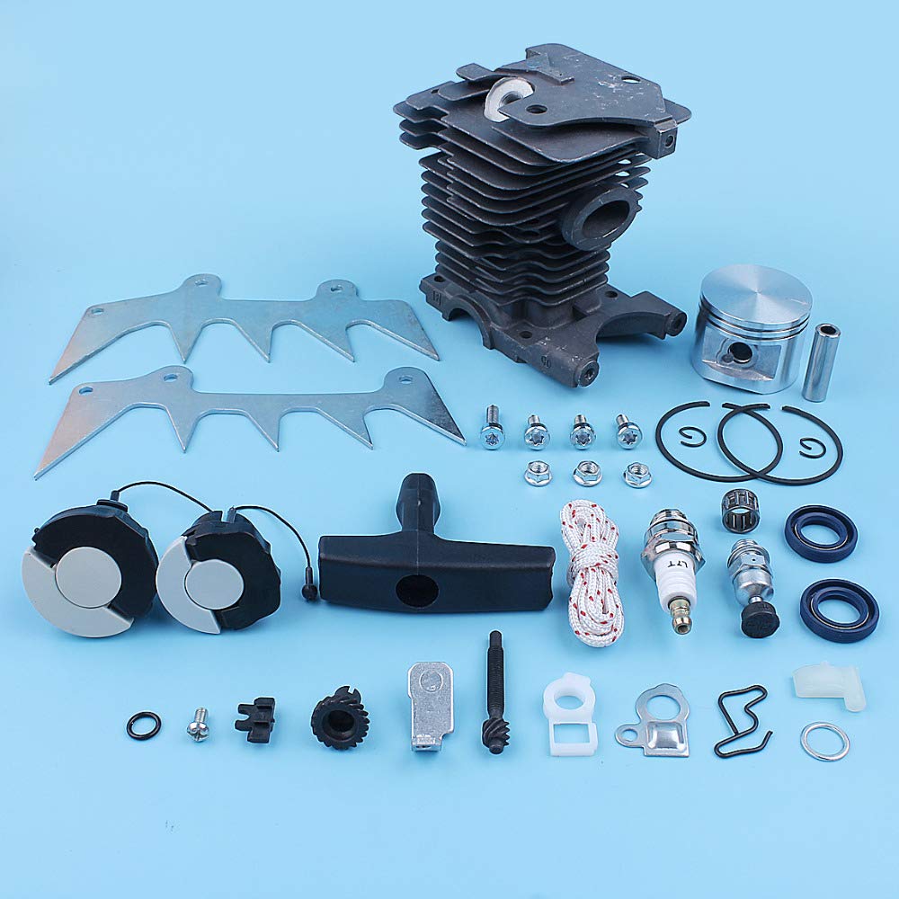 Kit de Ajuste de púas de trinquete de pistón de Cilindro de 46 mm for Motosierra MS280, MS270, MS 270 y 280. Tapa de Gasolina y trinquete de Arranque.