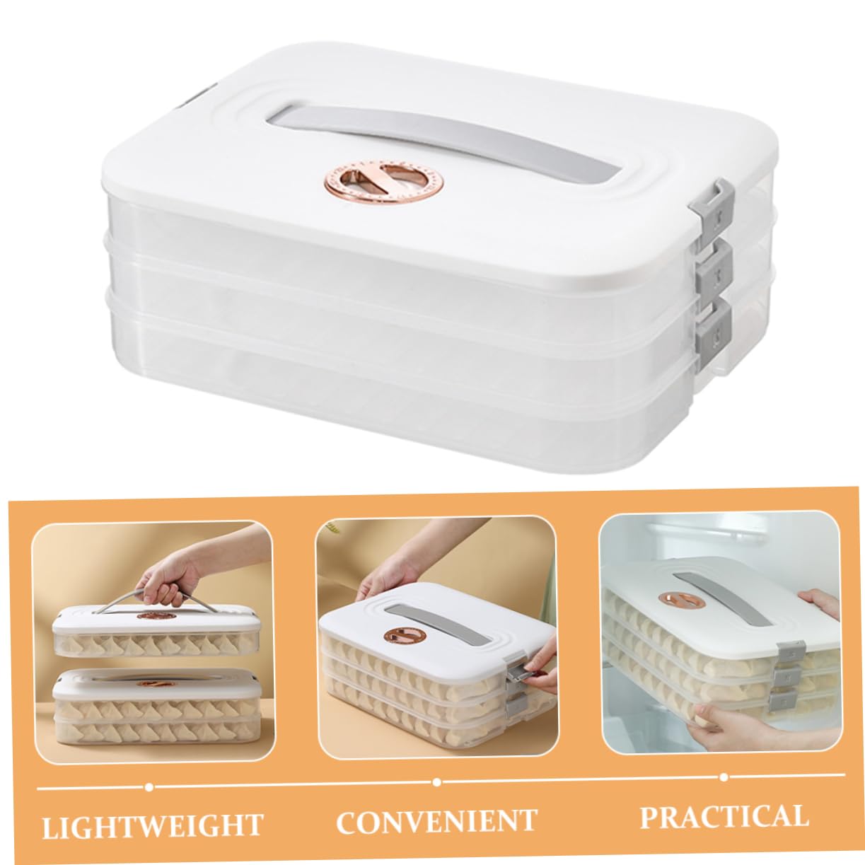 Cabilock Caja de Conservación de Alimentos Frescos para Guardar Dumplings Estuche Frigorífico Contenedor de Cocina