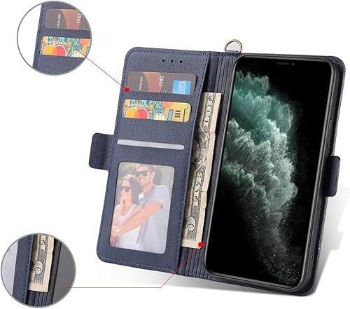 Miniatura 8 de Funda tipo cartera para Samsung Galaxy A32 5G, de piel sintética de alta calidad para Galaxy A32 5G, 2 ranuras para tarjetas, 1 ranura para marco de