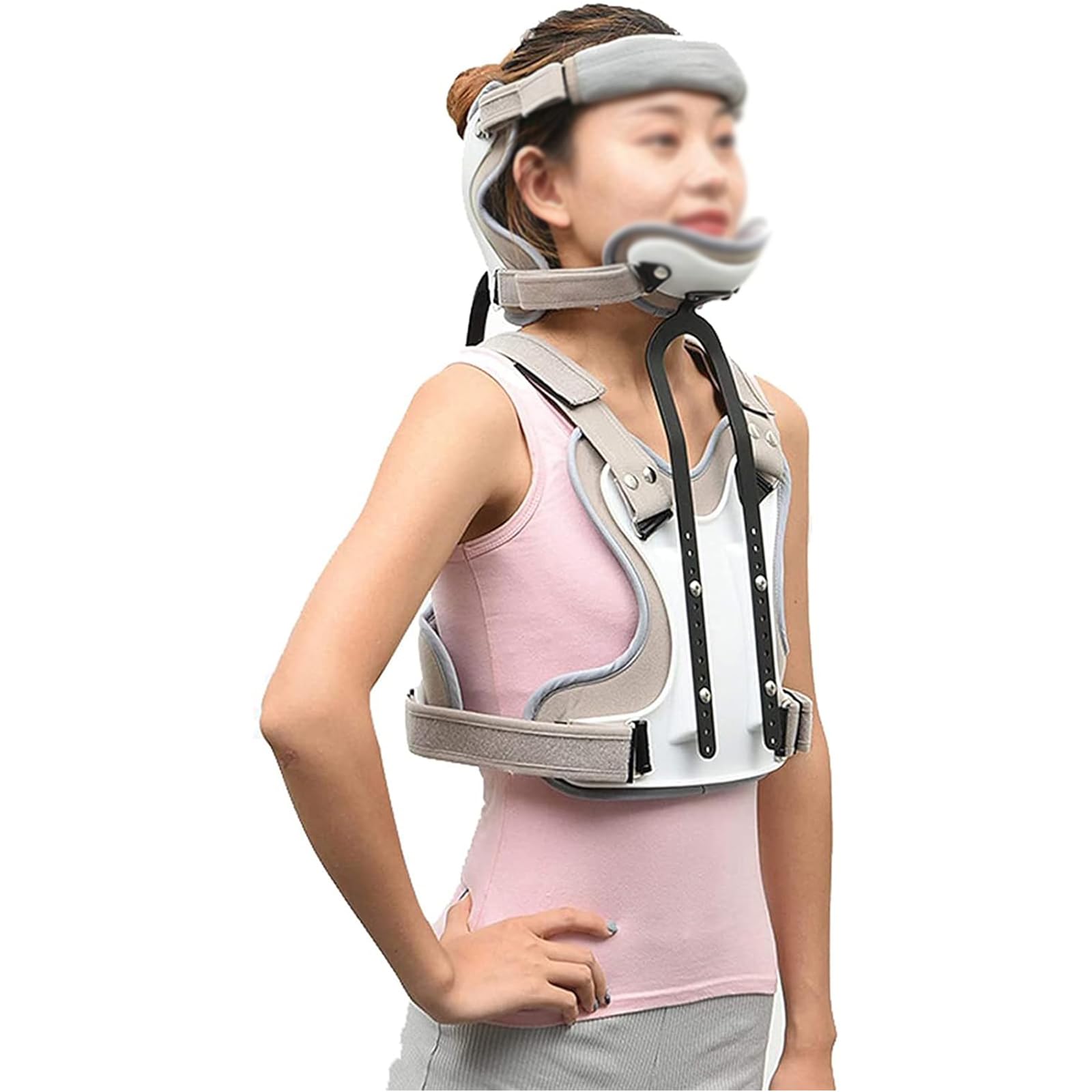 XNZJHPP Adjustable Cervical Thoracic Halo Brace - Two-Piece Removable Design for Heads, Neck, Chest & Spine Support, Ideals for Injury Recovery & Post-Surgery Comfort