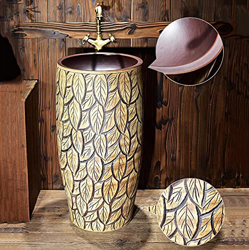 Yrra Oval Bathroom Basin Sink, Pedestal Bathroom Sink Ceramic Basin Sink And Pedestal Lavatory Sink For Indoor And Outdoor,B #TOP1