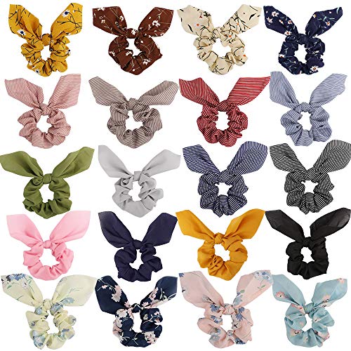 Taomoder 20Pcs Scrunchies for Hair Satin Elastic Hair Tie with Bow Satin Scrunchies for Women Fashion Hair Scrunchies Hair Scrunchies for Girls Christmas Hair Accessories
