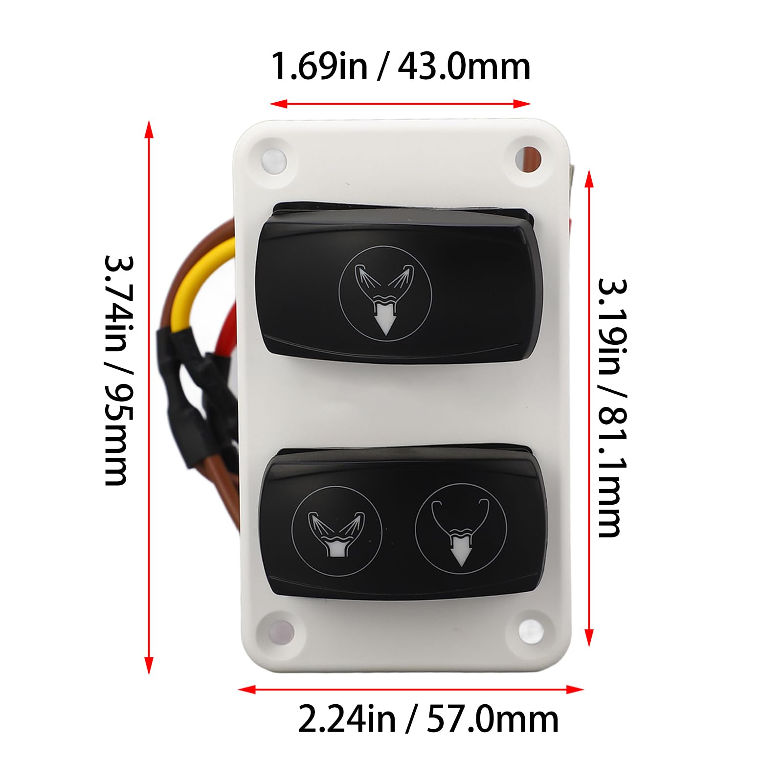 Panel de Interruptor de Inodoro Marino, Interruptor Basculante ABS para Yates, Barcos, Vehículos Recreativos con Respuesta Rápida, Control de 3 Vías DC12 24V