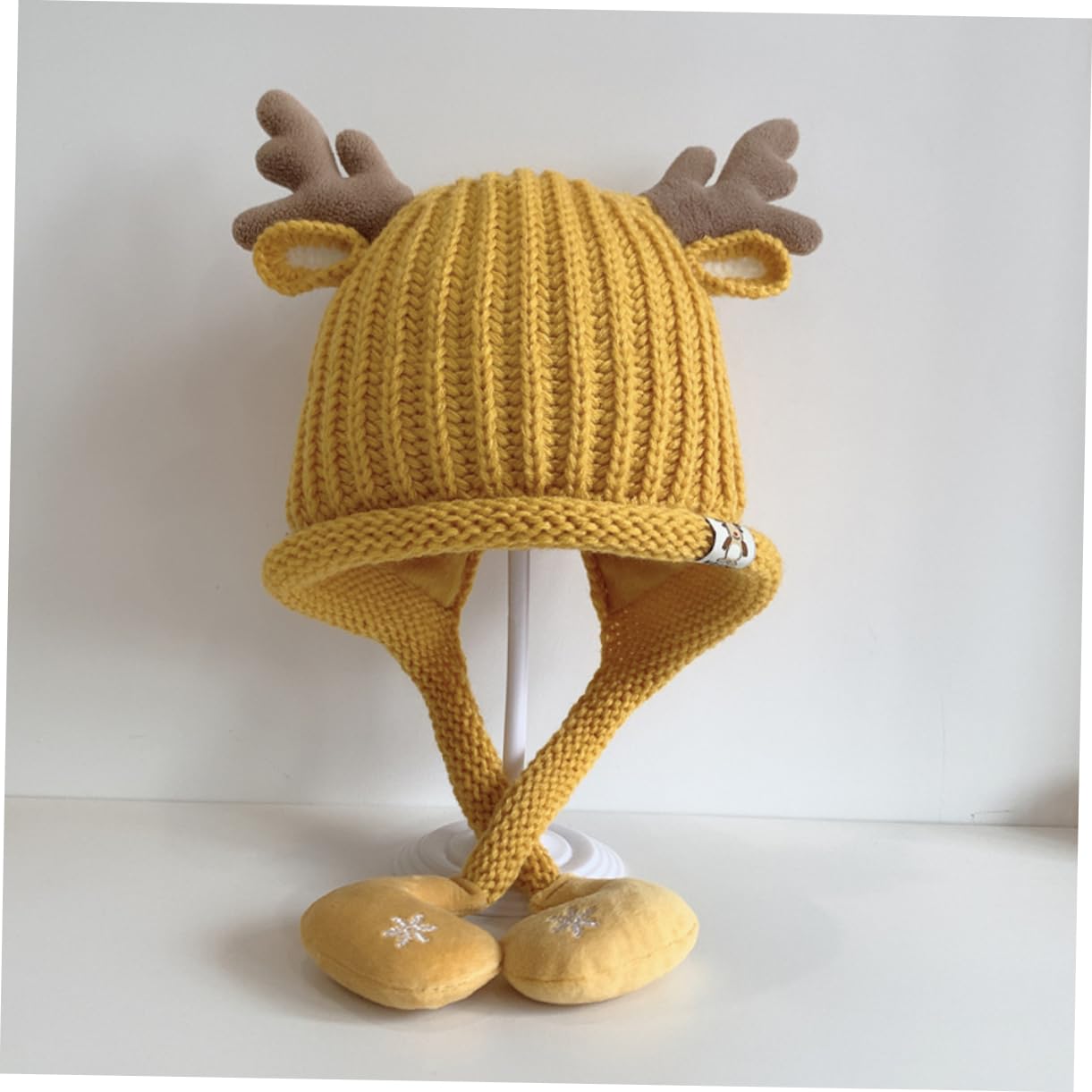 LIFKOME Sombrero Tejido Gorro Termico Gorro Bebe Gorro para bebé recién Nacido Beanie Orejeras de Bebe Sombrero de Fiesta de Navidad Gorros Tejidos Gorras de recién Nacido Acrílico Yellow