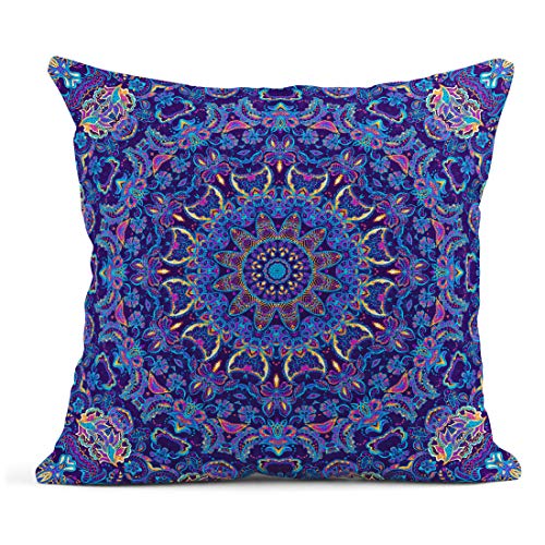 Artsocket Set Of 4 Throw Pillow Covers Watercolor Pattern Ceramic Tiles And Oriental Vintage Round Colorful Painting Decor Linen Pillow Cases Home Decorative Square 18X18 Inches Pillowcases #TOP2