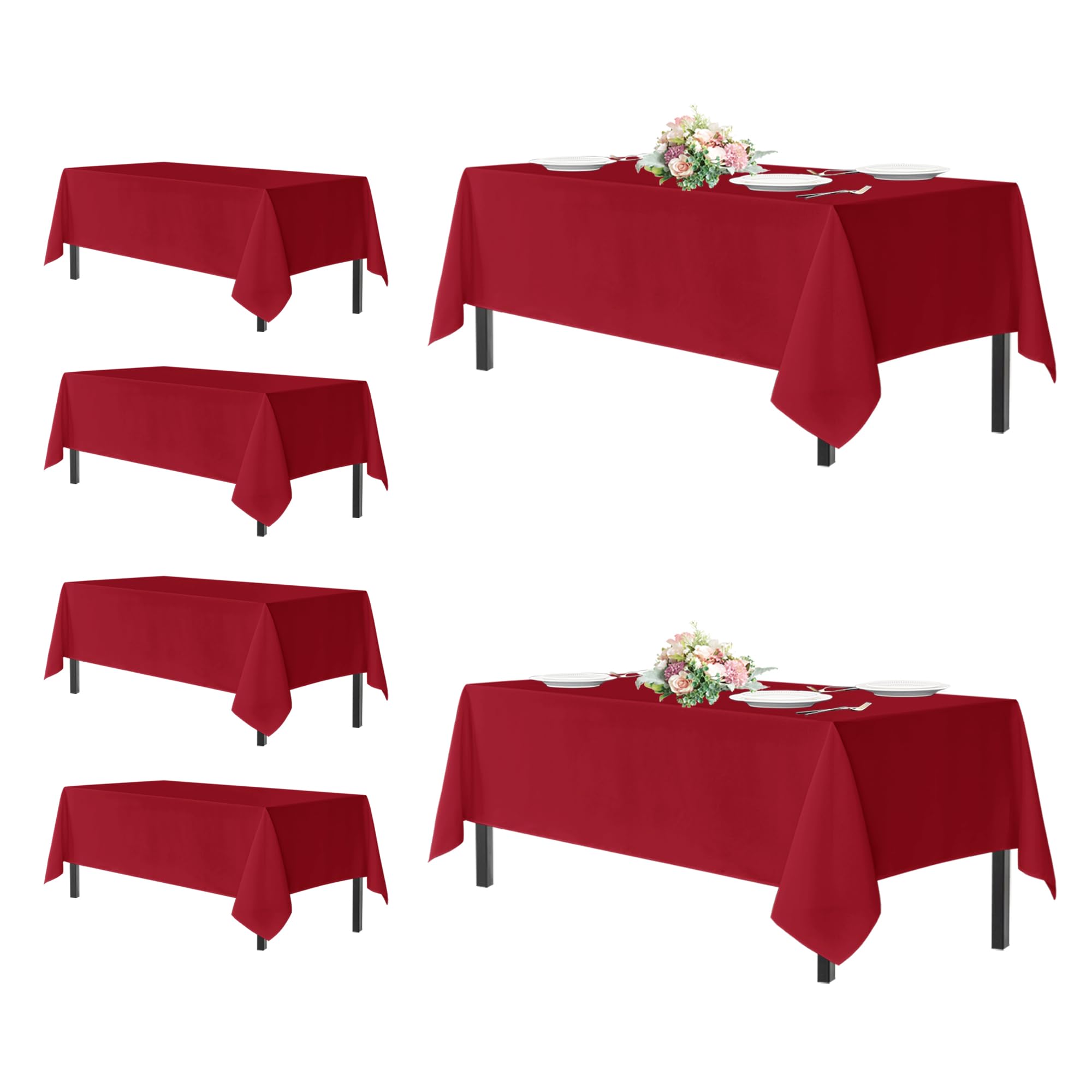 sancua Rectangle Tablecloths Table Cloth, 54x108 Inch 6 Pack, Christmas Red