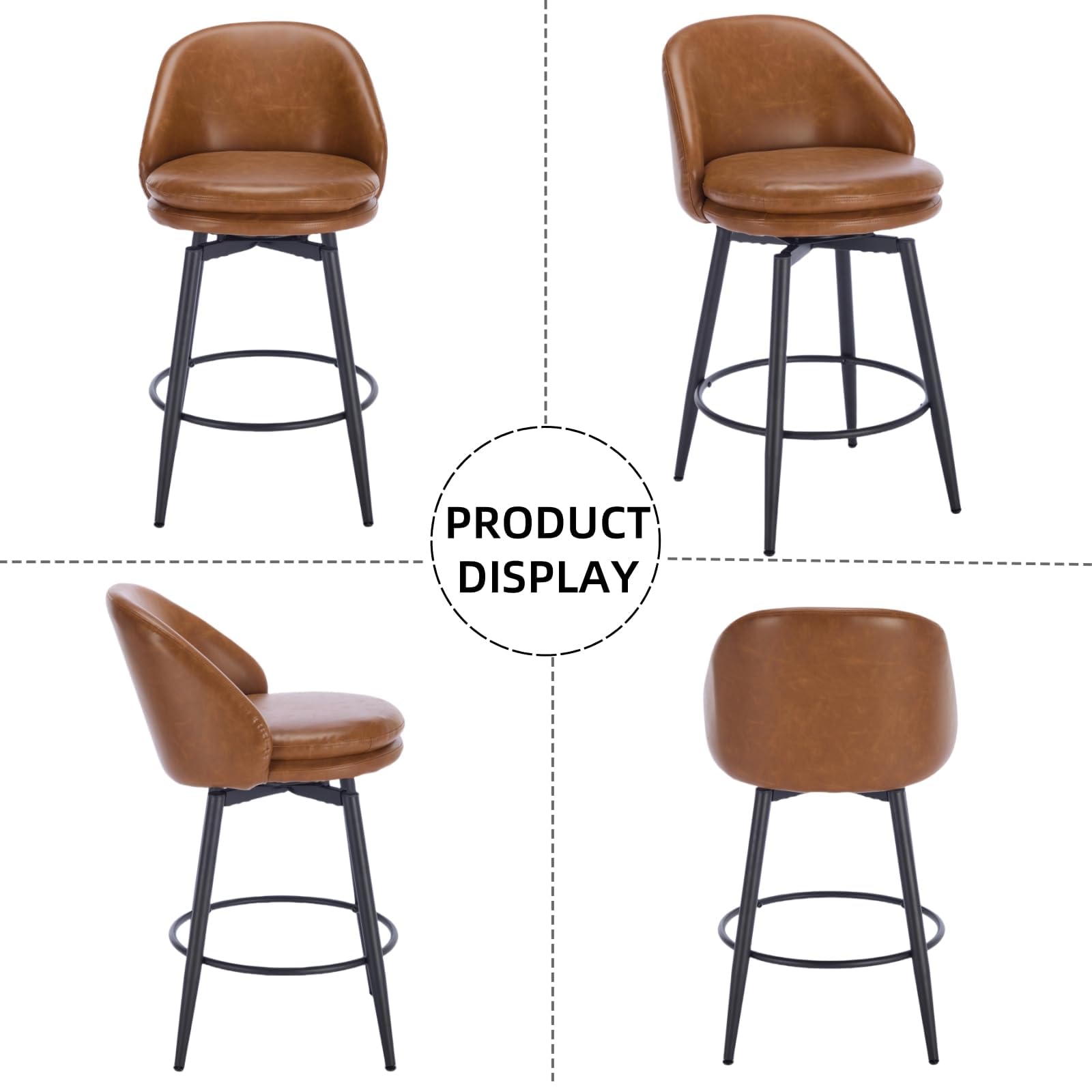 Garvee Lot de 2 Tabourets de Bar Modernes Pivotants 66 cm, Marron