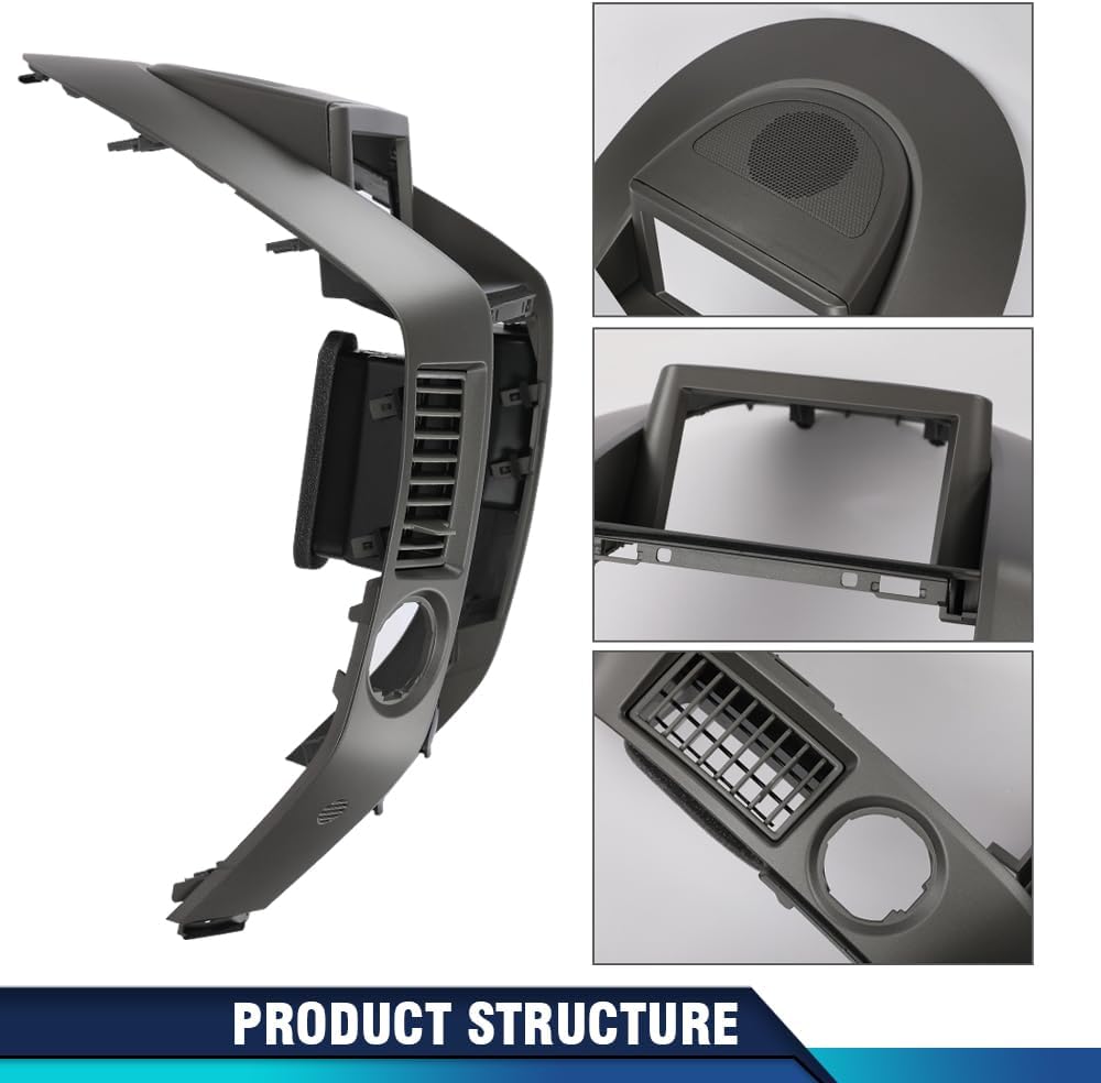 PIT66 Dash Center Panel Bezel Compatible with 2004-2006 Nissan Titan SE & XE/ 2004-2006 Armada SE(Add screen, with audio hole and cigarette lighter) 68257-8S800 Gray