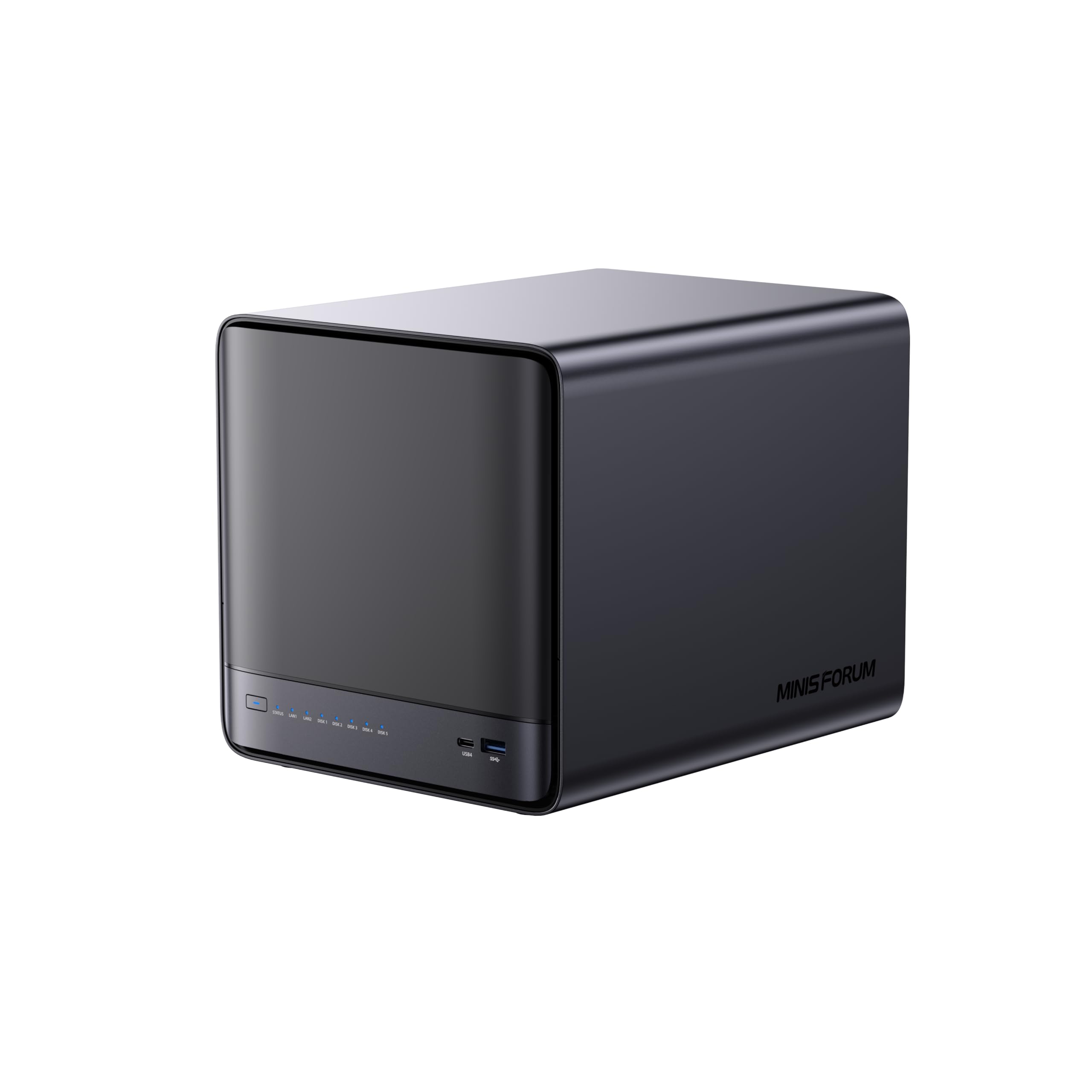 MINISFORUM N5 Pro 5-Bay Desktop NAS,AMD Ryzen AI 9 HX PRO 370,Zwei DDR5-Kanäle,1 * 10GbE, 1 * 5GbE,1*M.2 NVMe-Steckplätze, 2*U.2/M.2 2280 NVMe-Steckplätze,8K HDMI,Network Attached Storage(Diskless)