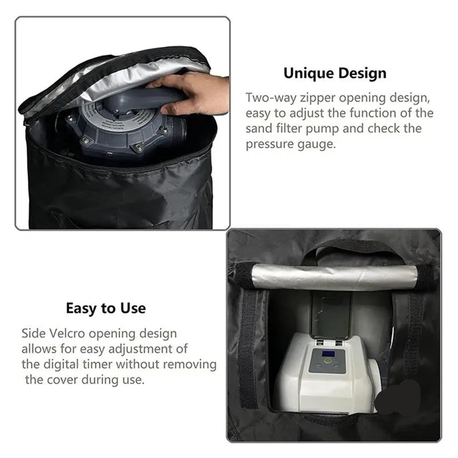 Cubierta impermeable para bomba de filtro de arena de tela Oxford anti-UV, 66 x 62 x 72 cm
