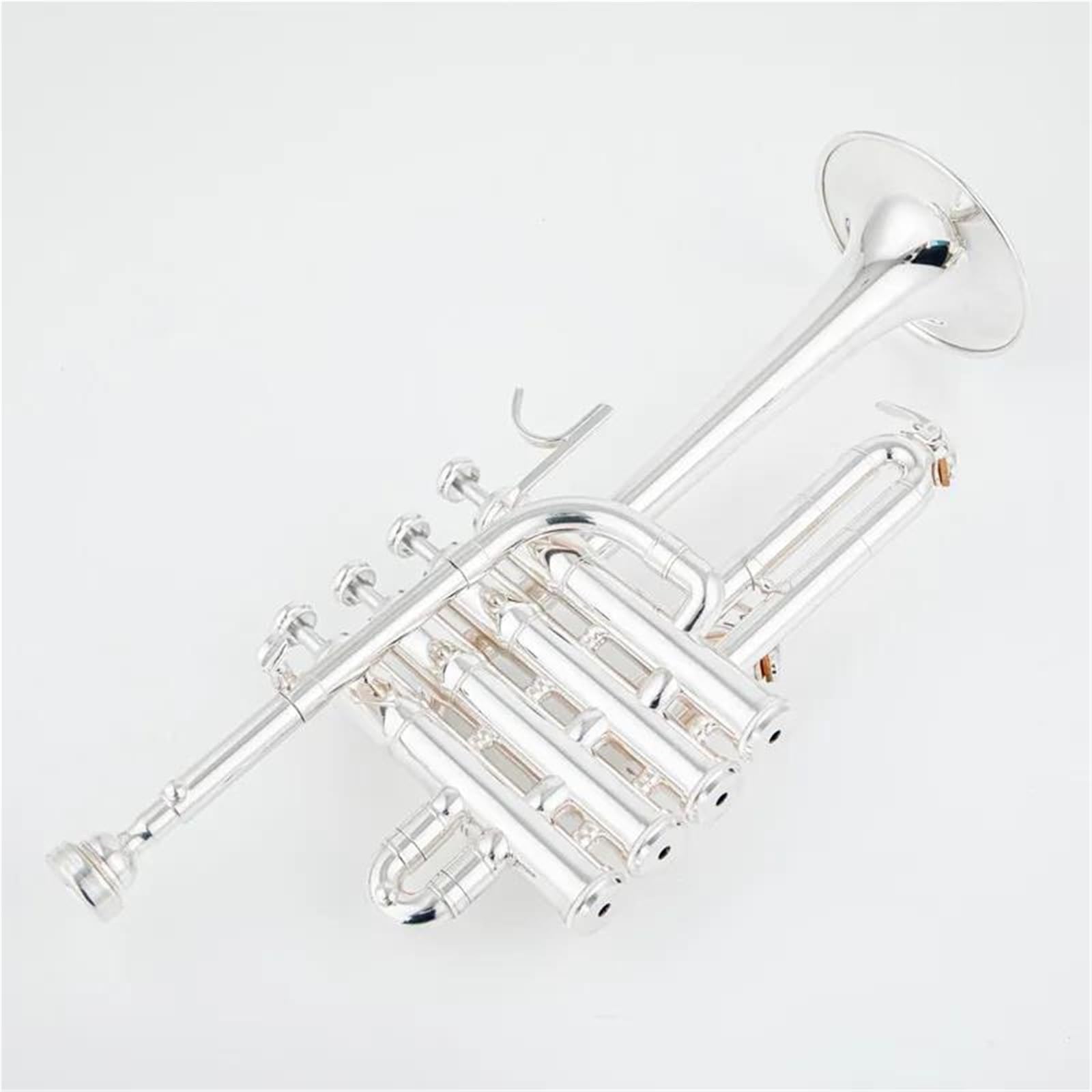 Professionelle Bb-Sopran-Trompete Messing Gold Und Silber Lack Legierung Kolben Trumpet(Silver)