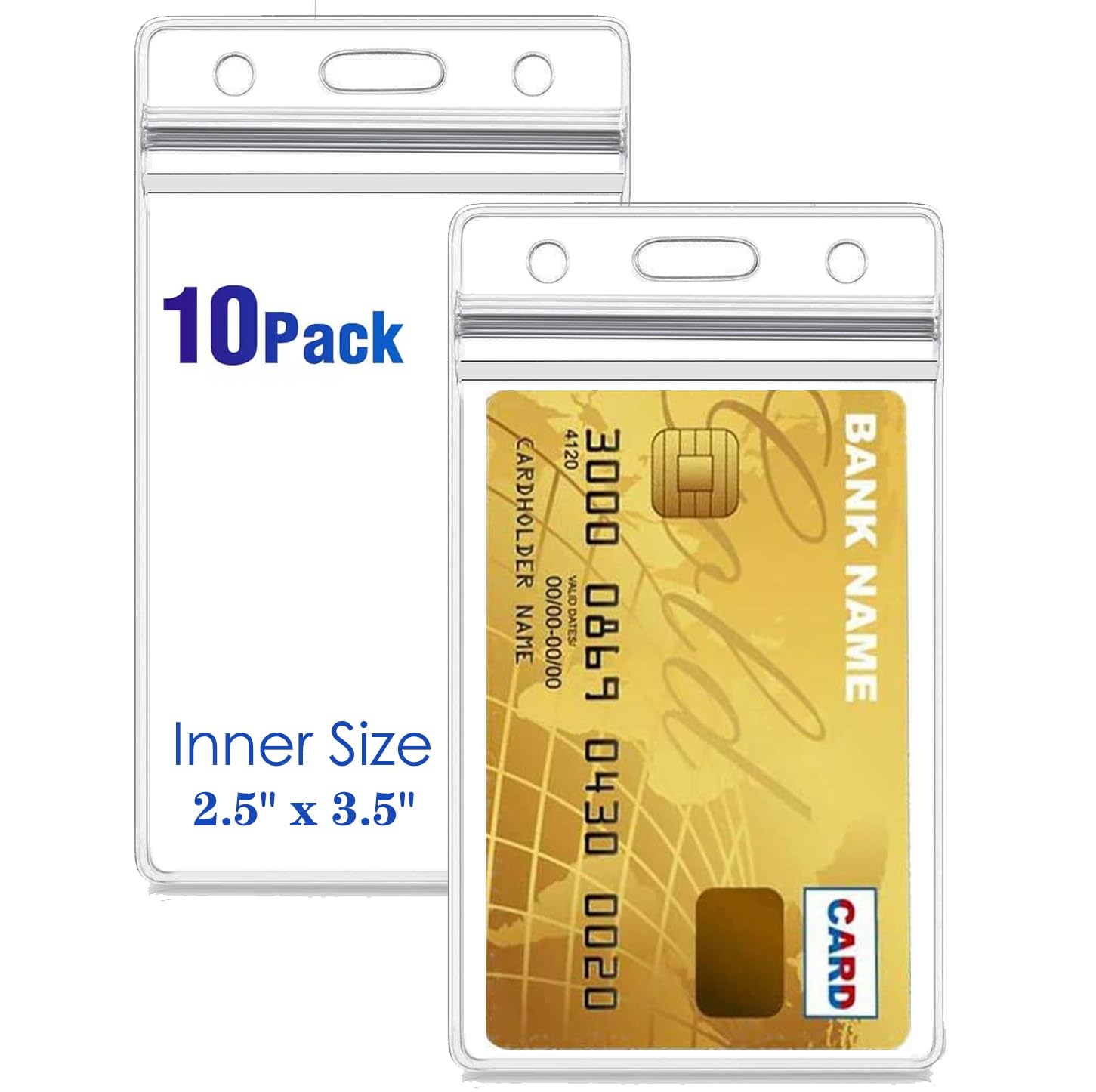 Vertical ID Card Name Tag Badge Holder with Waterproof Type Resealable Zip Vertical ID 10 Pcs